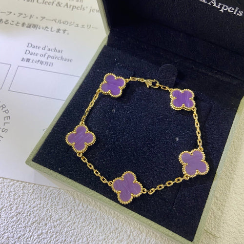 [Plus&Max]CLOVER  5 MOTIFS  PURPLE VIOLET BRACELET