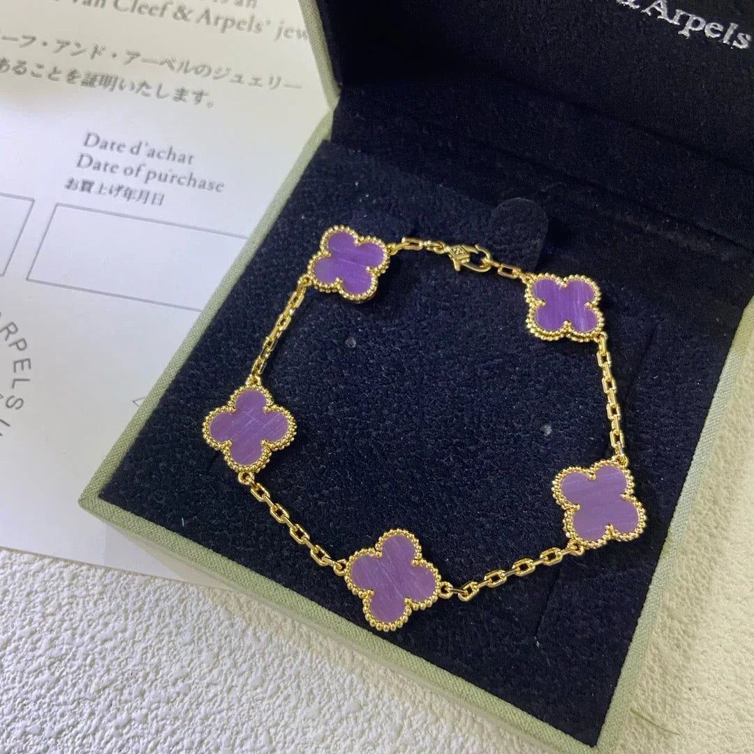 [Plus&Max]LUCKY CLOVER 5-MOTIF BRACELET - VIOLET COLLECTION