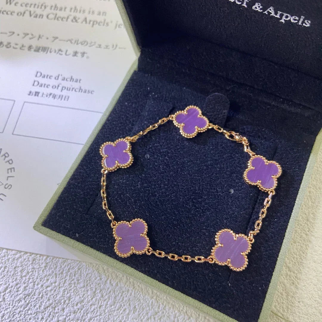[Plus&Max]LUCKY CLOVER 5-MOTIF BRACELET - VIOLET COLLECTION