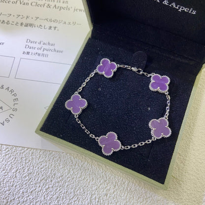 [Plus&Max]CLOVER  5 MOTIFS  PURPLE VIOLET BRACELET