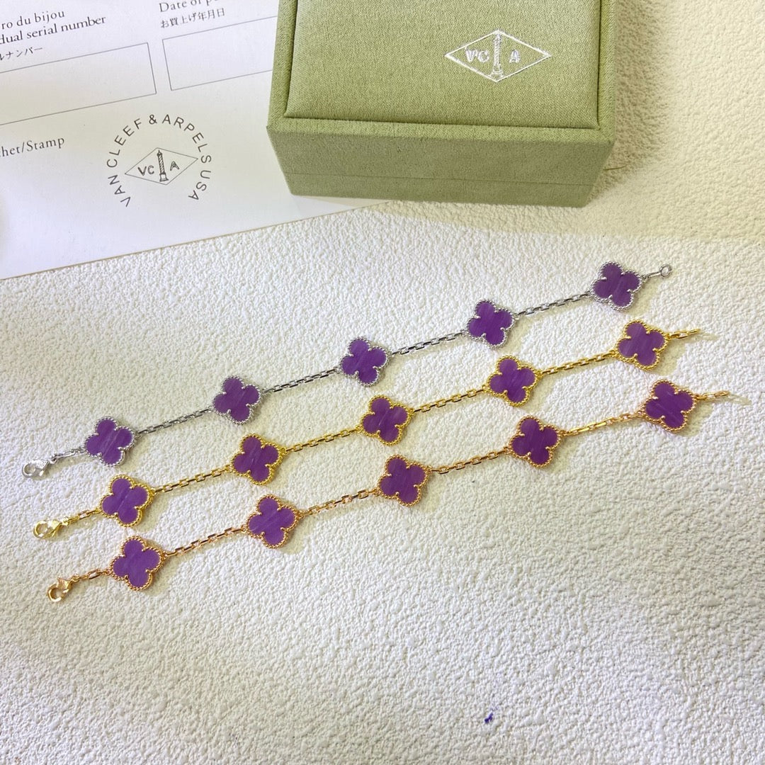 [Plus&Max]CLOVER  5 MOTIFS  PURPLE VIOLET BRACELET
