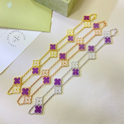 [Plus&Max]CLOVER 10 MOTIFS  PURPLE VIOLET DIAMOND NECKLACE