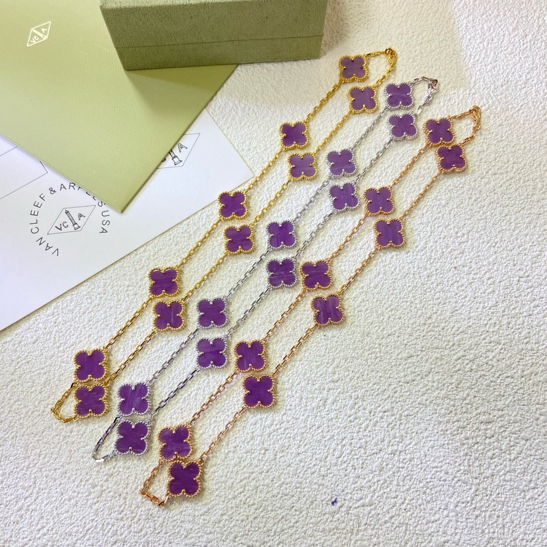 [Plus&Max]CLOVER 10 MOTIFS  PURPLE VIOLET  NECKLACE