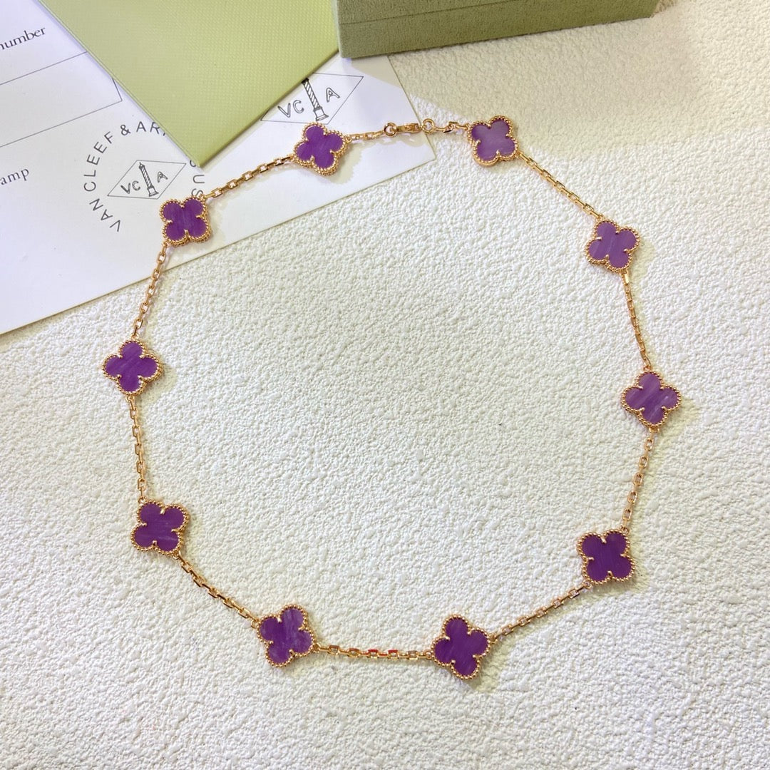[Plus&Max]CLOVER 10 MOTIFS  PURPLE VIOLET  NECKLACE
