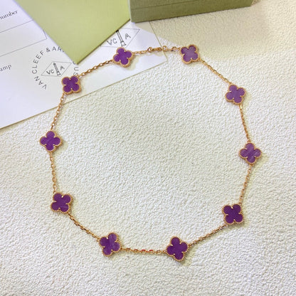 [Plus&Max]CLOVER 10 MOTIFS  PURPLE VIOLET  NECKLACE