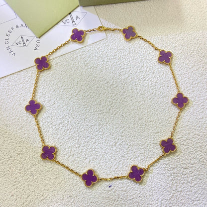 [Plus&Max]CLOVER 10 MOTIFS  PURPLE VIOLET  NECKLACE