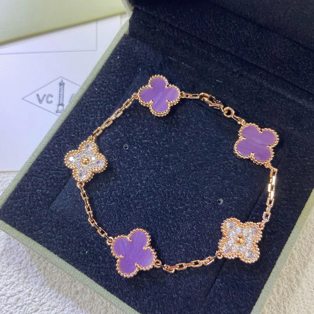 [Plus&Max]LUCKY CLOVER 5-MOTIF BRACELET - VIOLET COLLECTION
