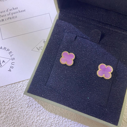 [Plus&Max]CLOVER MINI 9.5MM  PURPLE VIOLET EARRINGS