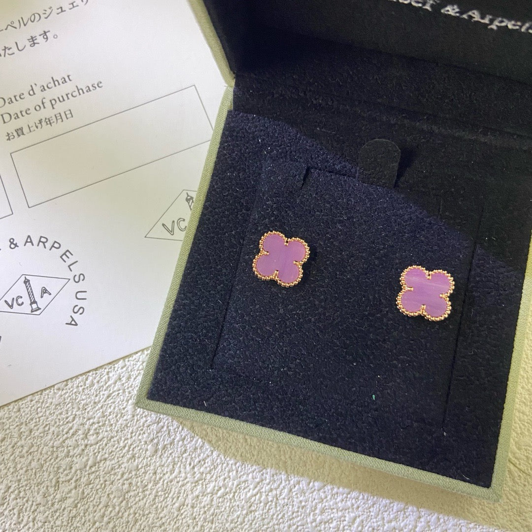 [Plus&Max]CLOVER MINI 9.5MM  PURPLE VIOLET EARRINGS