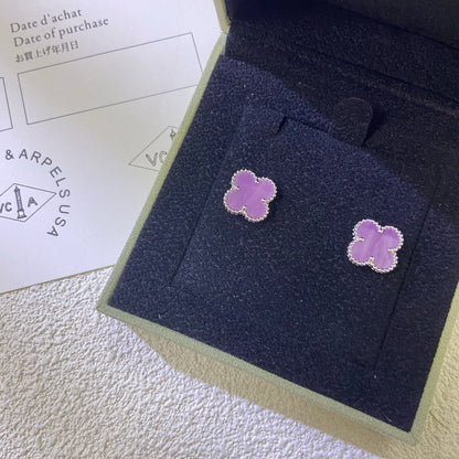 [Plus&Max]CLOVER MINI 9.5MM  PURPLE VIOLET EARRINGS