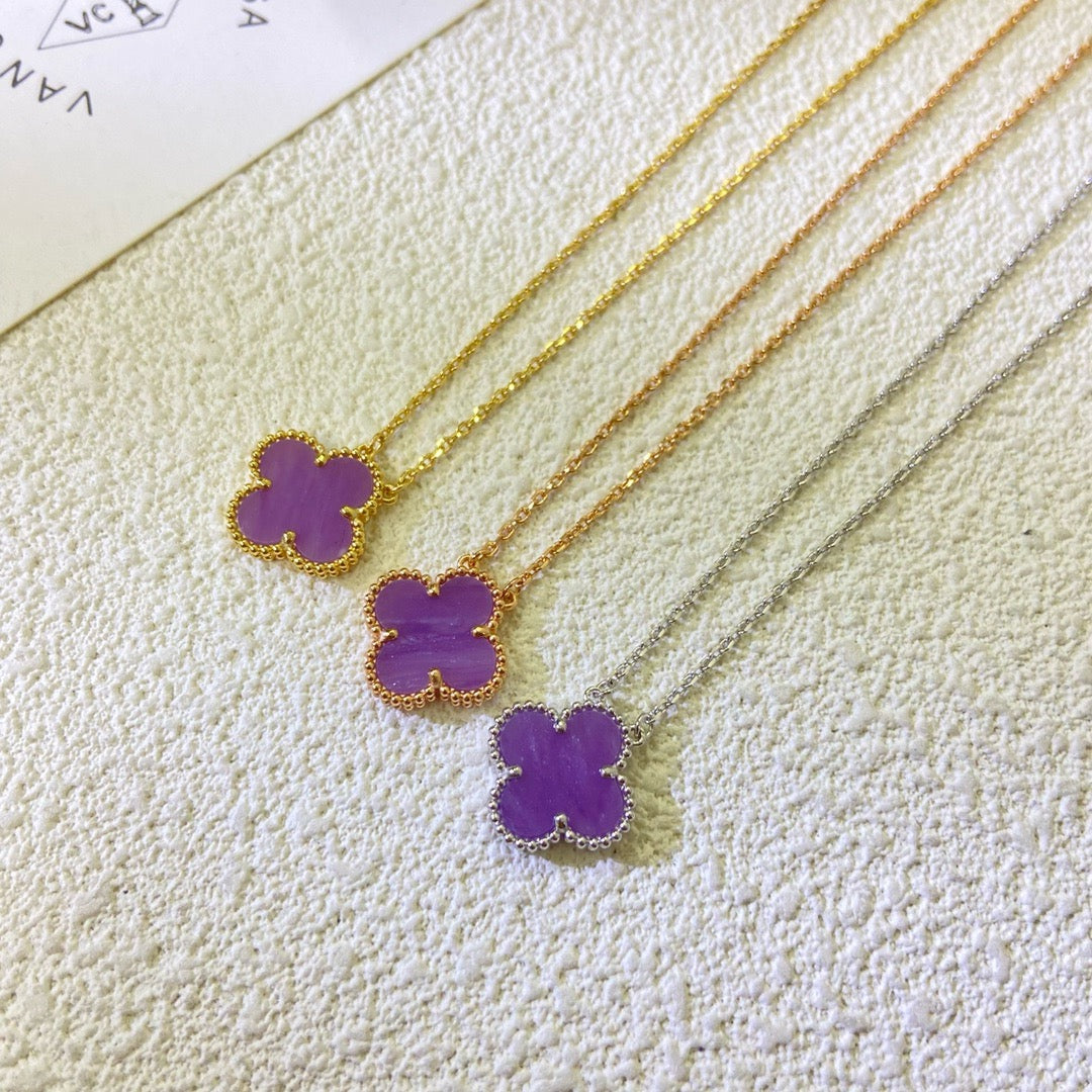 [Plus&Max]CLOVER 15MM  PURPLE VIOLET NECKLACE