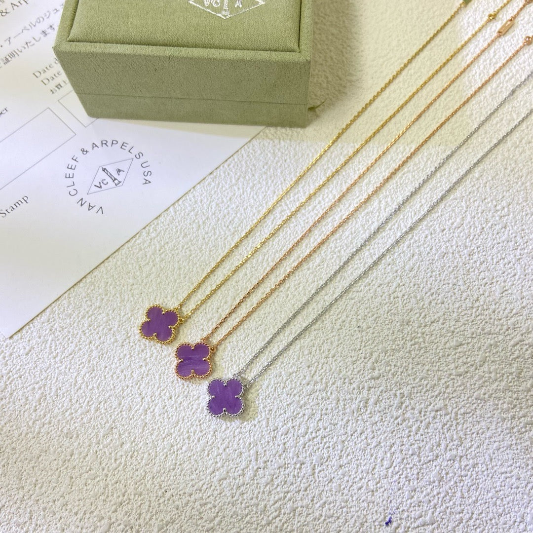 [Plus&Max]CLOVER 15MM  PURPLE VIOLET NECKLACE