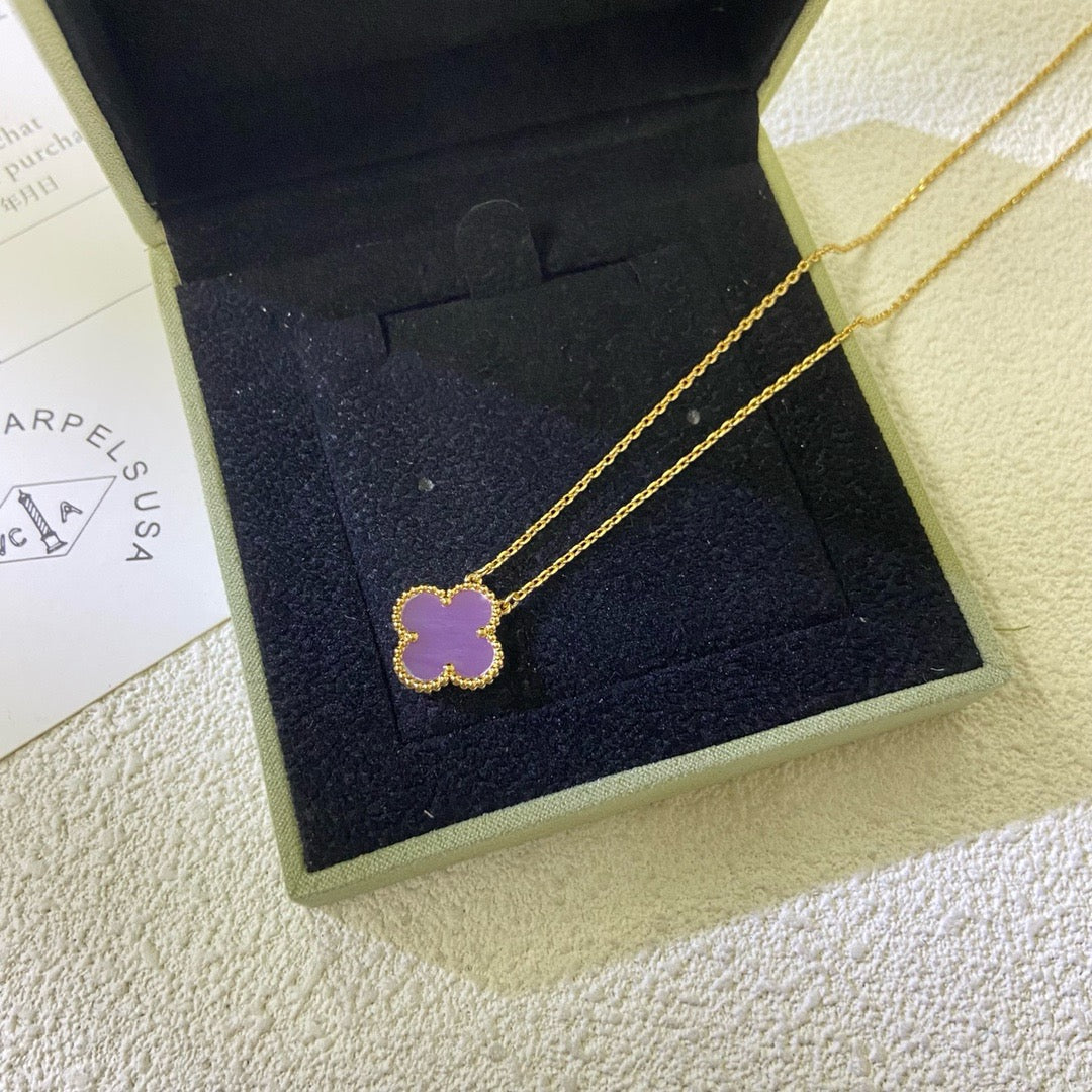 [Plus&Max]CLOVER 15MM  PURPLE VIOLET NECKLACE