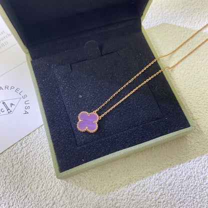 [Plus&Max]CLOVER 15MM  PURPLE VIOLET NECKLACE