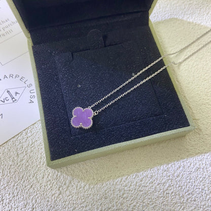 [Plus&Max]CLOVER 15MM  PURPLE VIOLET NECKLACE