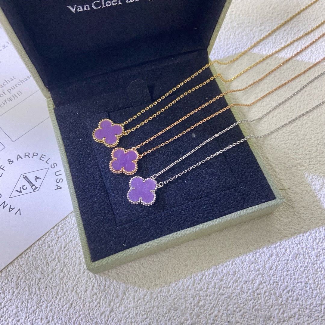 [Plus&Max]CLOVER 15MM  PURPLE VIOLET NECKLACE