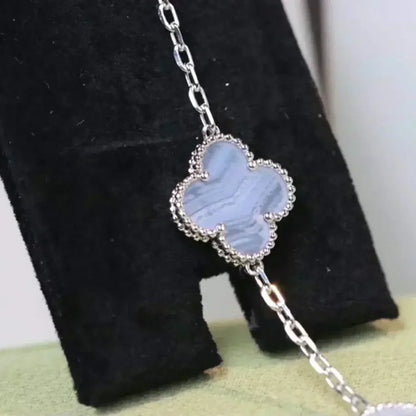 [Plus&Max]LUCKY CLOVER 5-MOTIF BRACELET - PURPLE CHALCEDONY COLLECTION