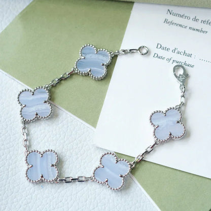 [Plus&Max]LUCKY CLOVER 5-MOTIF BRACELET - PURPLE CHALCEDONY COLLECTION