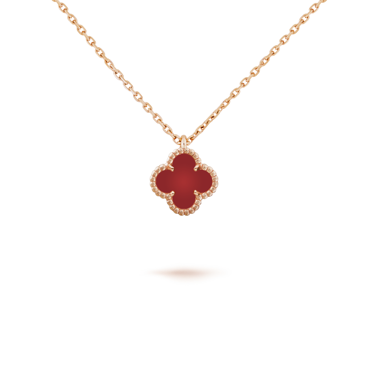 [Plus&Max]CLOVER MINI 9.5MM WHITE CARNELIANS NECKLACE