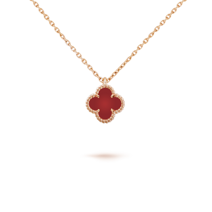 [Plus&Max]CLOVER MINI 9.5MM WHITE CARNELIANS NECKLACE