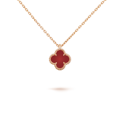 [Plus&Max]CLOVER MINI 9.5MM WHITE CARNELIANS NECKLACE