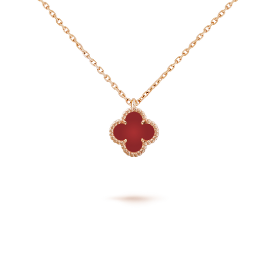 [Plus&Max]CLOVER MINI 9.5MM WHITE CARNELIANS NECKLACE