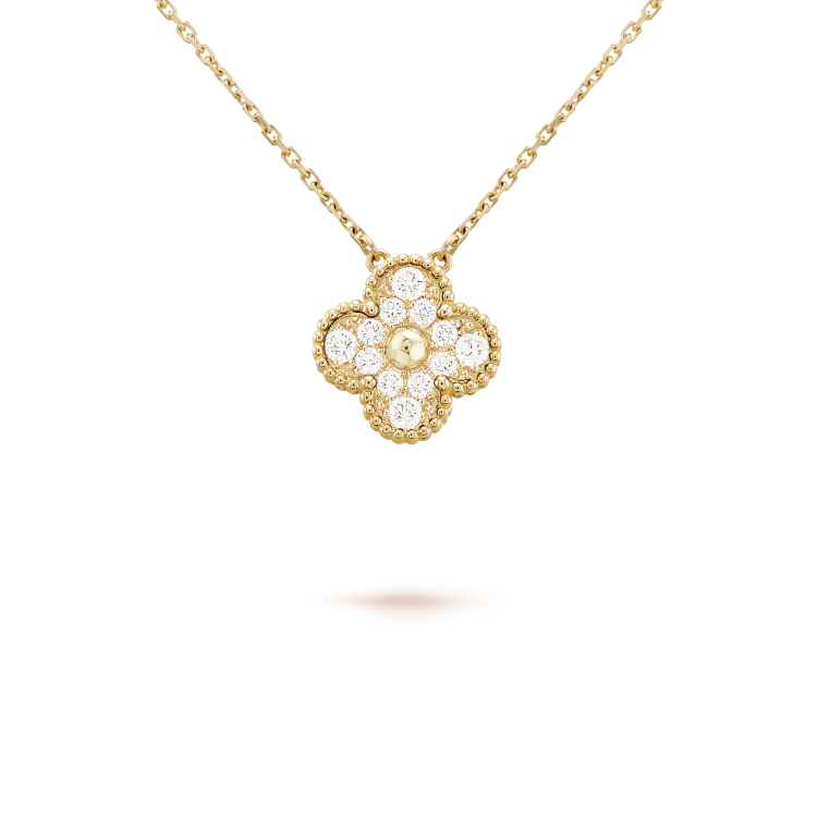 [Plus&Max]CLOVER 15MM DIAMOND SINGLE FLOWER NECKLACE