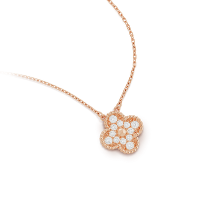 [Plus&Max]CLOVER 15MM DIAMOND SINGLE FLOWER NECKLACE