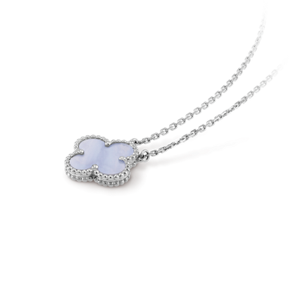 [Plus&Max]CLOVER 15MM BLUE CHALCEDONY NECKLACE SILVER
