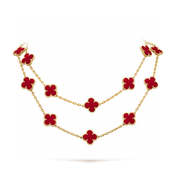 [Plus&Max]CLOVER 20 MOTIFS CARNELIAN NECKLACE