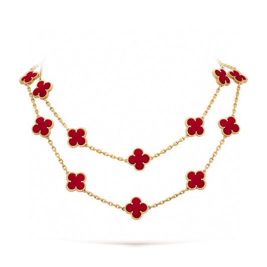 [Plus&Max]CLOVER 20 MOTIFS CARNELIAN NECKLACE