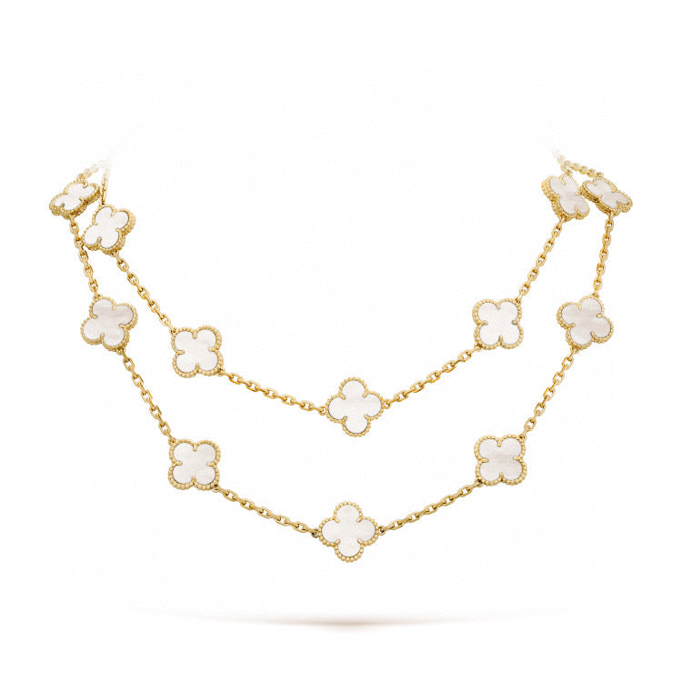 [Plus&Max]CLOVER 20 MOTIFS WHITE MOP NECKLACE