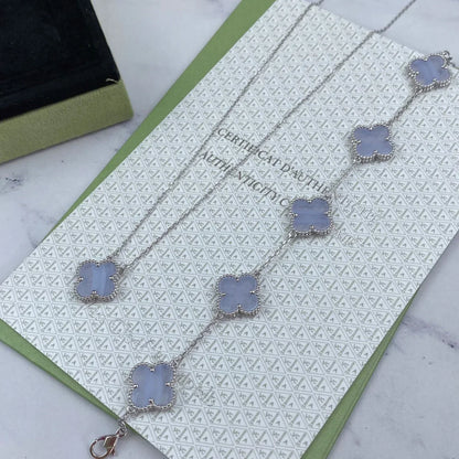 [Plus&Max]LUCKY CLOVER 5-MOTIF BRACELET - PURPLE CHALCEDONY COLLECTION