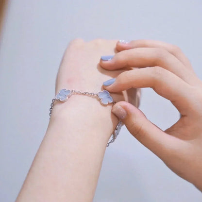 [Plus&Max]LUCKY CLOVER 5-MOTIF BRACELET - PURPLE CHALCEDONY COLLECTION