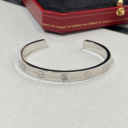 [Plus&Max]LOVE BRACELET 6.1MM 1 DIAMOND OPEN CUFF