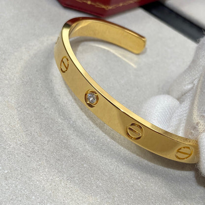 [Plus&Max]LOVE BRACELET 6.1MM 1 DIAMOND OPEN CUFF