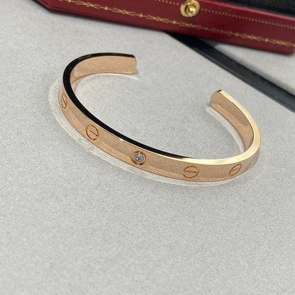 [Plus&Max]LOVE BRACELET 6.1MM 1 DIAMOND OPEN CUFF