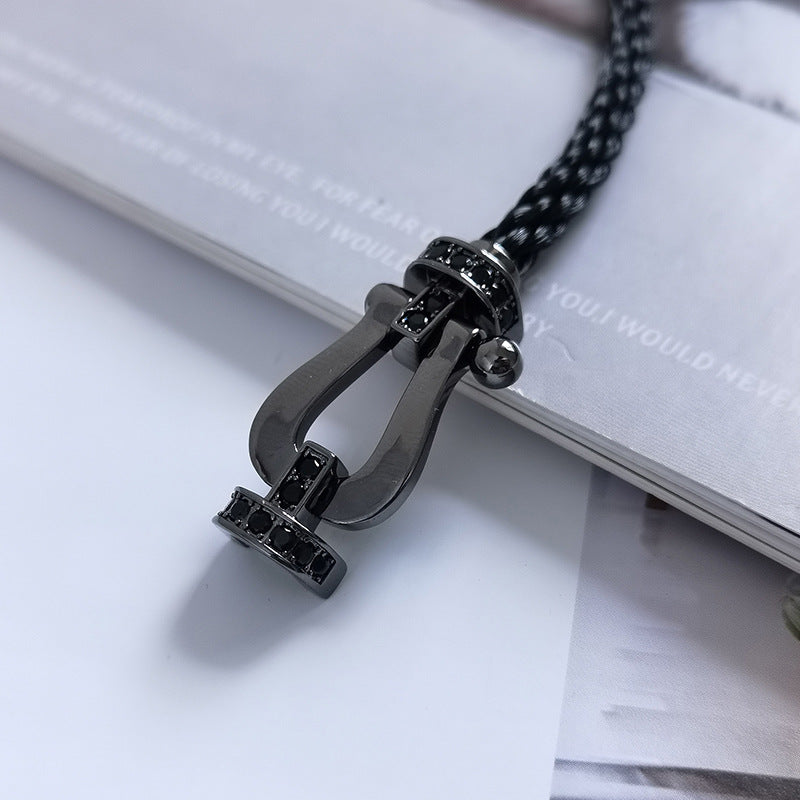 [Plus&Max]FORCE LARGE SERIES HORSESHOE BLACK SAMURAI BRACELET