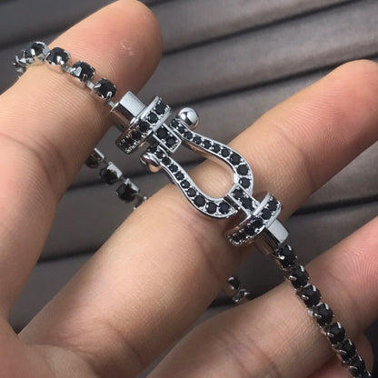 [Plus&Max]FORCE  LARGE HORSESHOE FULL DIAMOND TENNIS BRACELET