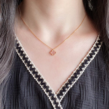[Plus&Max]CLOVER 15MM PINK MOTHER-OF-PEARL SINGLE FLOWER NECKLACE