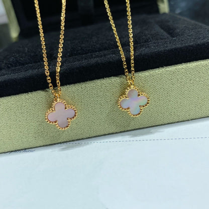 [Plus&Max]CLOVER 9.5MM PINK MOTHER OF PEARL SINGLE FLOWER NECKLACE