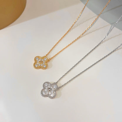 [Plus&Max]CLOVER 15MM DIAMOND SINGLE FLOWER NECKLACE