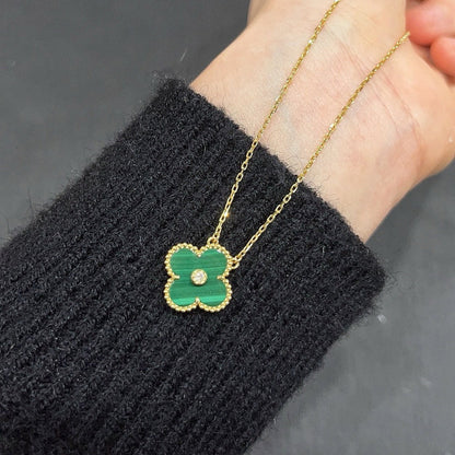 [Plus&Max]CLOVER 15MM DIAMOND TURQUOISE NECKLACE