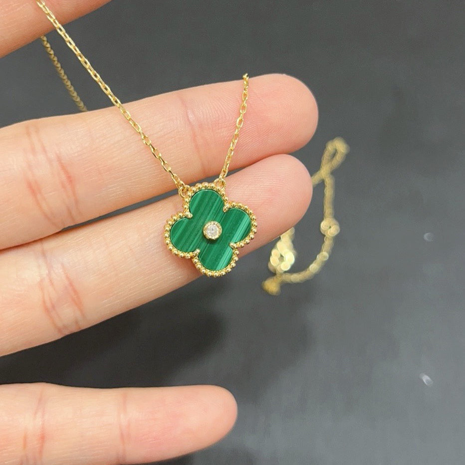 [Plus&Max]CLOVER 15MM DIAMOND TURQUOISE NECKLACE