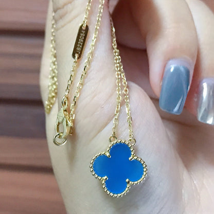 [Plus&Max]CLOVER 15MM BLUE AGATE NECKLACE