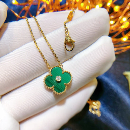 [Plus&Max]CLOVER 15MM DIAMOND TURQUOISE NECKLACE