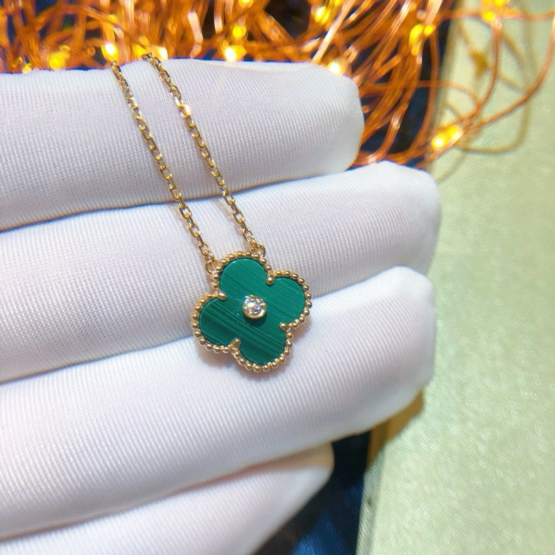 [Plus&Max]CLOVER 15MM DIAMOND TURQUOISE NECKLACE