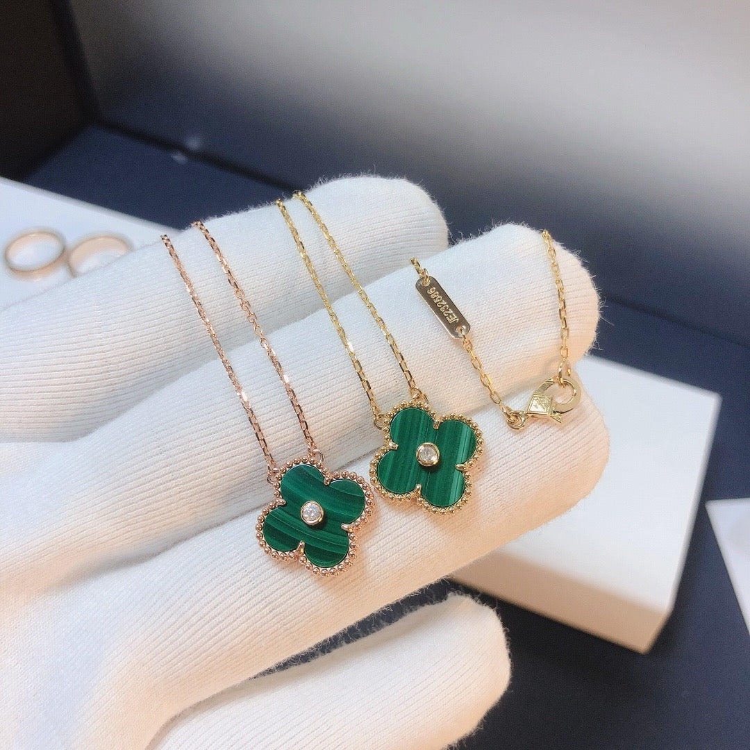 [Plus&Max]CLOVER 15MM DIAMOND TURQUOISE NECKLACE