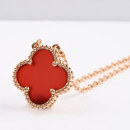 [Plus&Max]CLOVER 15MM CARNELIAN SINGLE FLOWER NECKLACE