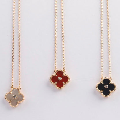 [Plus&Max]CLOVER 15MM DIAMOND CARNELIAN NECKLACE